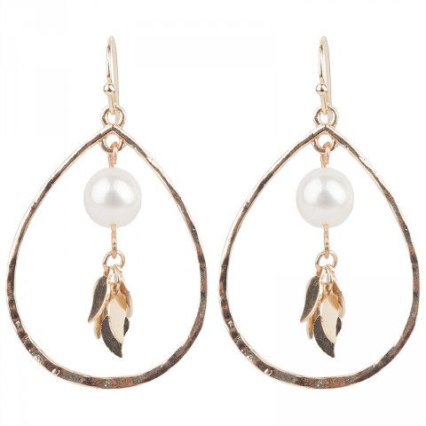Freshwater Pearl Leafy Teardrop ER
